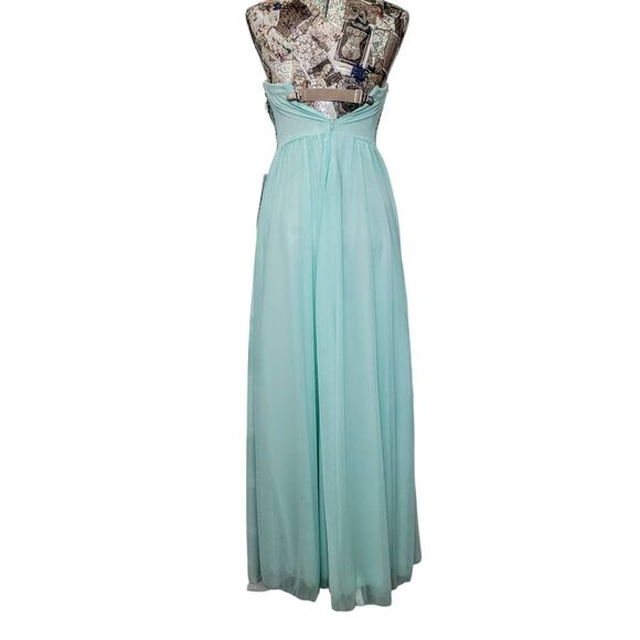 Formal Rhinestone Strapless Sparkle Blue Flowy Gown Long Maxi Dress BRAND NEW! - Picture 8 of 16